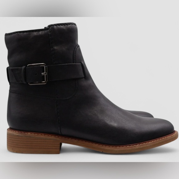 Clark’s Cologne Strap Black Leather Boots Size 8M - Picture 1 of 9